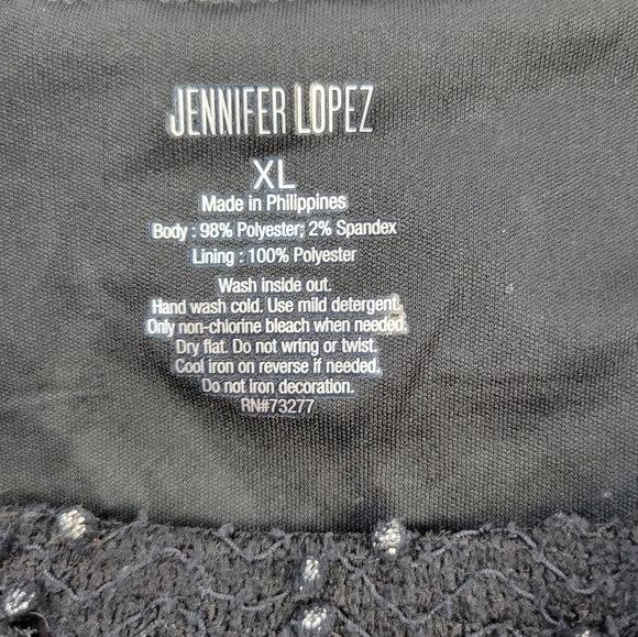 Jennifer Lopez Womens Blouse Size XL Shimmer Stretch Cutout - Picture 2 of 10